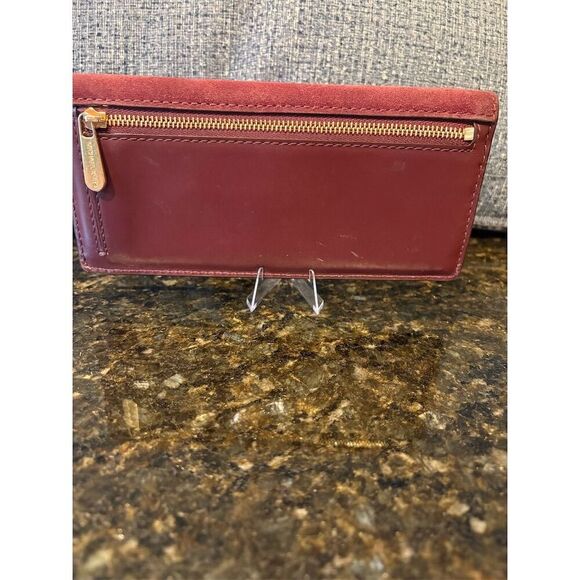 Michael Kors Women's Maroon Slim Wallet with Logo Accents - Picture 2 of 9